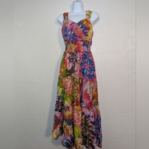 Phool Colorful Sleeveless Cotton Maxi Dress Multicolor TieDye Rainbow Dopamine M